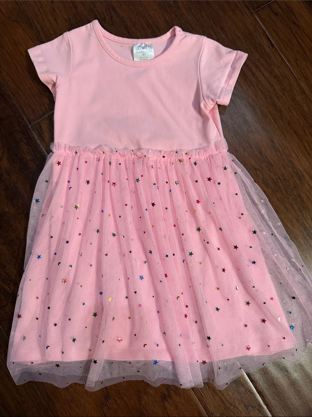 Girls Pink Star Tulle Dress - Playful Twirl Dress